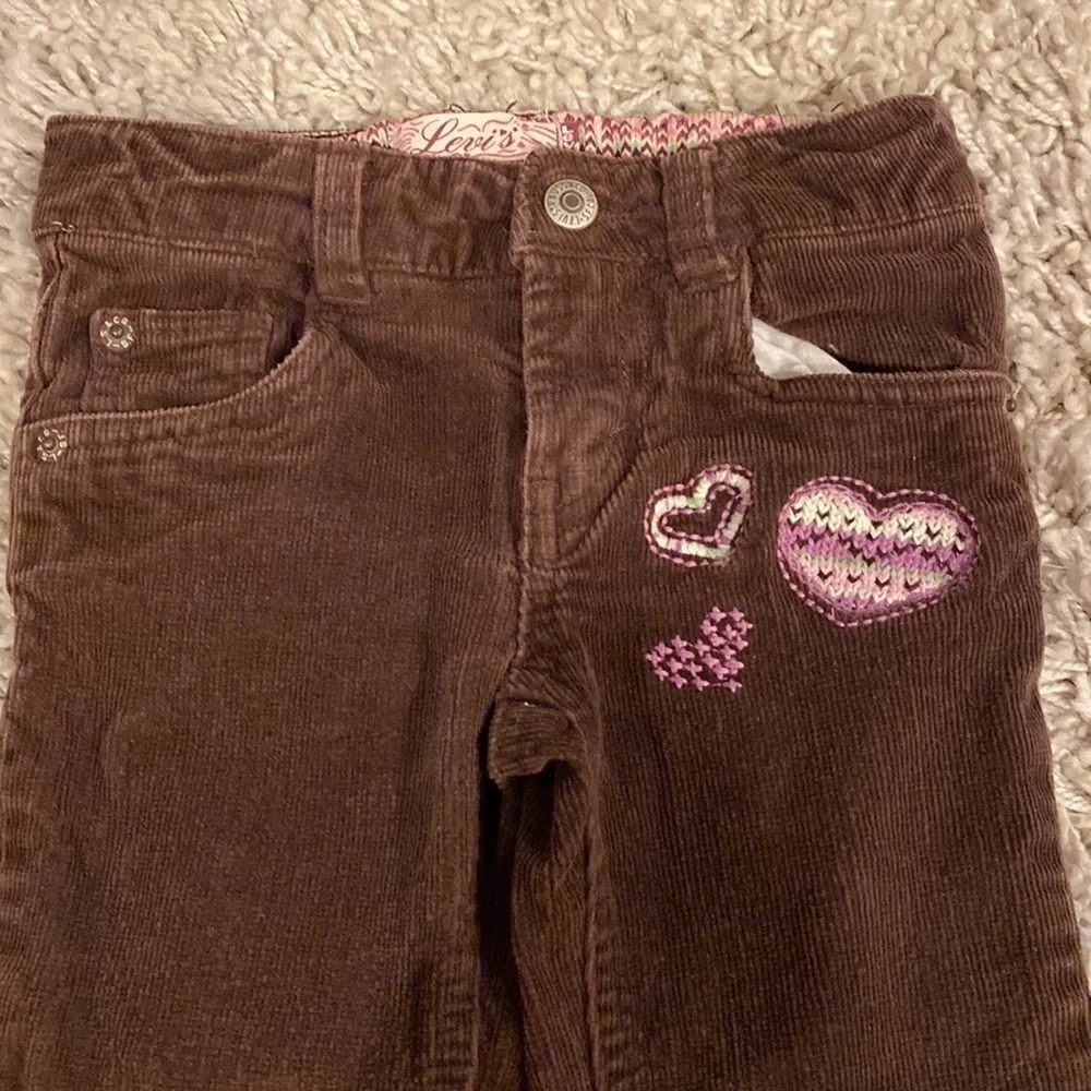 Levi’s Brown stretch corduroy with pink and purple yarn accents 2T